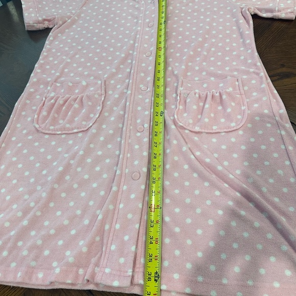Miss Elaine Cotton Terry Robe House Dress sz Large Pink snap Front 2 Pockets - Picture 4 of 9